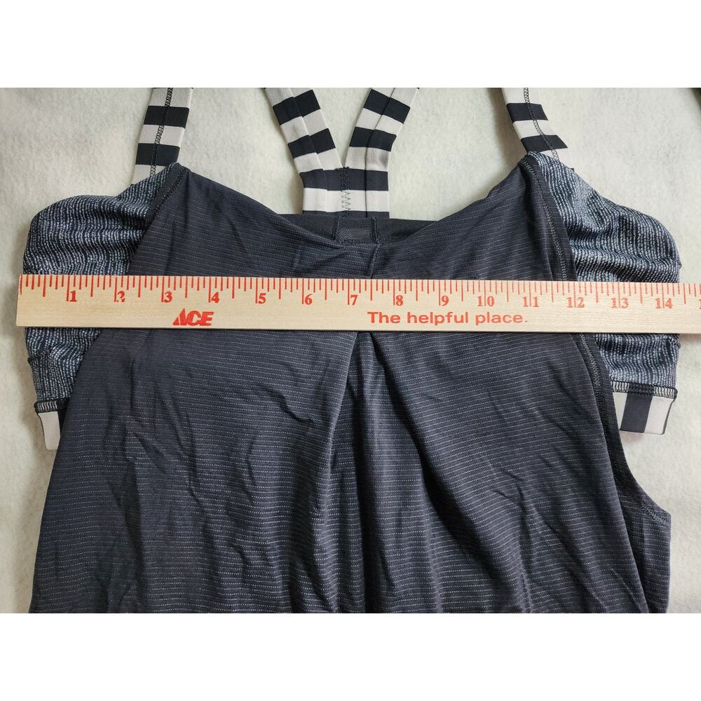 Lululemon Rest Less Tank Black White Striped Y-Back Built-In Bra Size 8 - Picture 4 of 8